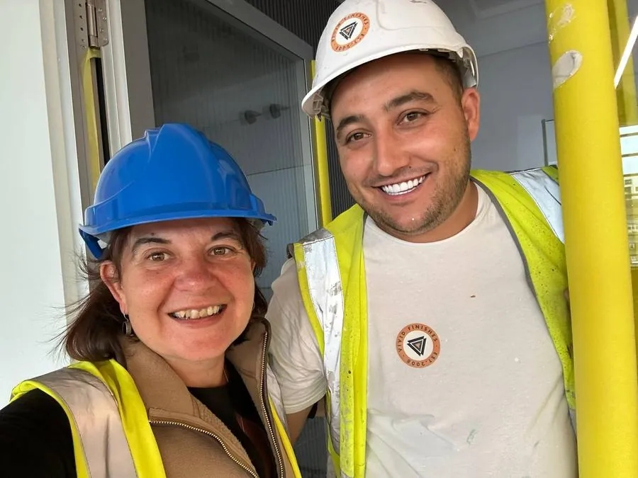Cristina with a candidate on site