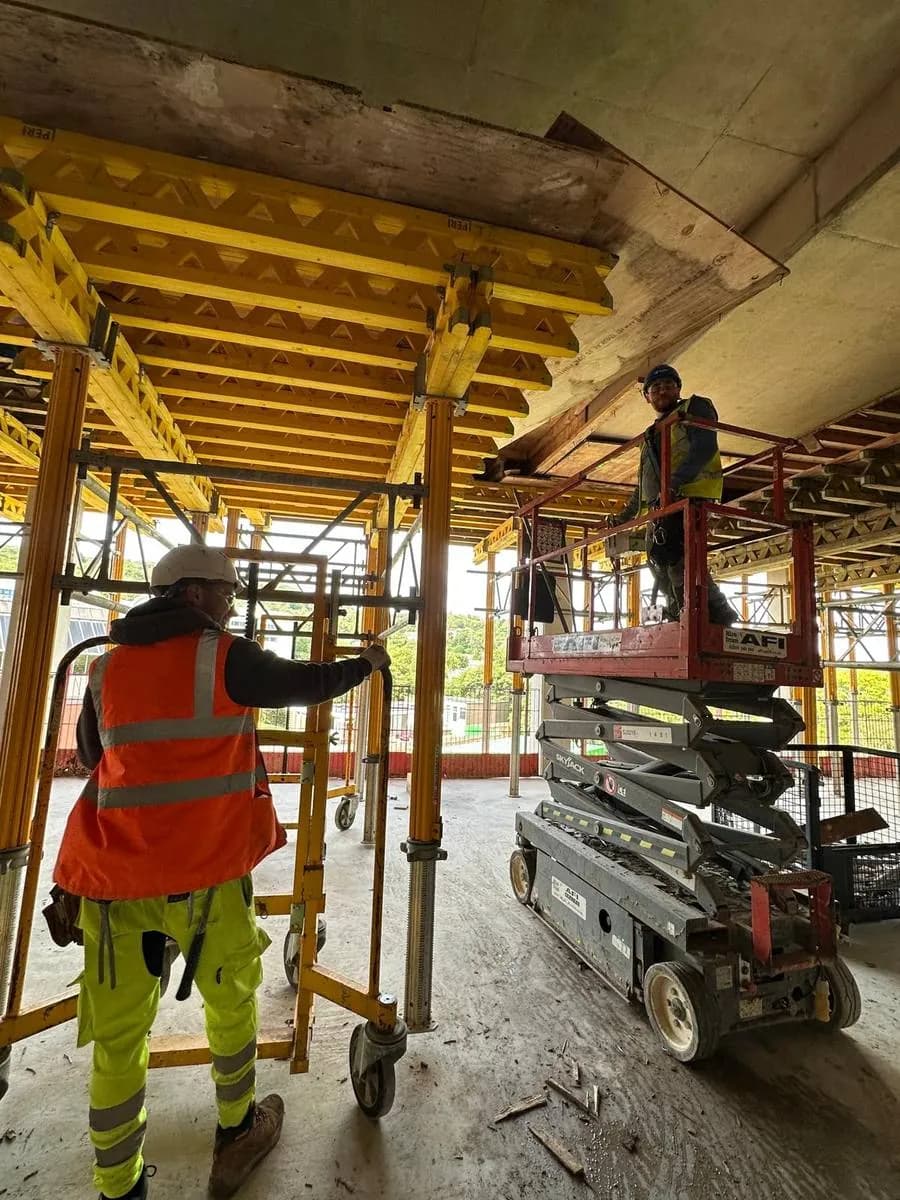 Cristina on site with a working team